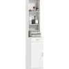 HOMCOM Badezimmerschrank Spanplatte 35L x 30,5B x 179H cm Weiß