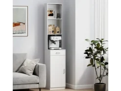 HOMCOM Badezimmerschrank Spanplatte 35L x 30,5B x 179H cm Weiß