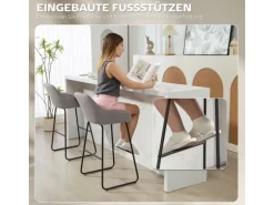 HOMCOM Barhocker 2er Set Gepolstert Barstuhl für Küche Wohnzimmer Grau