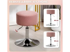 HOMCOM Barhocker Gepolstert Barstuhl für Küche Wohnzimmer Esszimmer Rosa