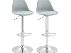 HOMCOM Barhocker mit Stahlgestell Kunstleder Grau 38L x 42B x 82-104H cm