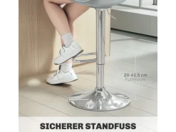 HOMCOM Barhocker mit Stahlgestell Kunstleder Grau 38L x 42B x 82-104H cm