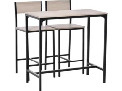 HOMCOM Barmöbel MDF Metall Natur Schwarz L89 x B45 x H87 cm L39 x B45 x H95 cm
