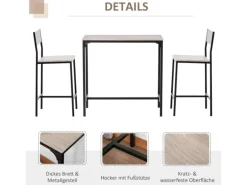 HOMCOM Barmöbel MDF Metall Natur Schwarz L89 x B45 x H87 cm L39 x B45 x H95 cm