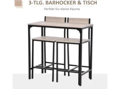 HOMCOM Barmöbel MDF Metall Natur Schwarz L89 x B45 x H87 cm L39 x B45 x H95 cm