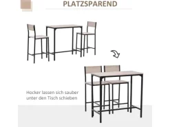 HOMCOM Barmöbel MDF Metall Natur Schwarz L89 x B45 x H87 cm L39 x B45 x H95 cm
