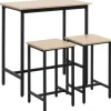 HOMCOM Bartisch mit 2 Stühlen Industrie-Design Naturholz Schwarz 80 x 50 x 85 cm