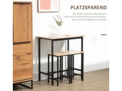 HOMCOM Bartisch mit 2 Stühlen Industrie-Design Naturholz Schwarz 80 x 50 x 85 cm
