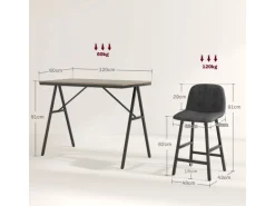 HOMCOM Bartisch mit Barhocker Set 5-Teilige Stahl Dunkelgrau 120 x 60 x 91 cm
