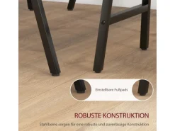 HOMCOM Bartisch mit Barhocker Set 5-Teilige Stahl Dunkelgrau 120 x 60 x 91 cm