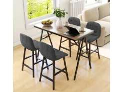 HOMCOM Bartisch mit Barhocker Set 5-Teilige Stahl Dunkelgrau 120 x 60 x 91 cm