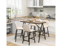 HOMCOM Bartisch mit Barhocker Set 5-Teilige Beige 120 x 60 x 91 cm