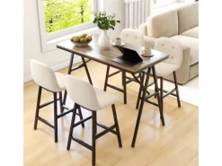 HOMCOM Bartisch mit Barhocker Set 5-Teilige Beige 120 x 60 x 91 cm