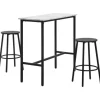 HOMCOM Bartisch mit Barhocker Set 3-Teilig Stahl Weiß Schwarz
