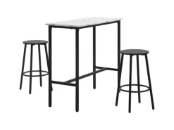 HOMCOM Bartisch mit Barhocker Set 3-Teilig Stahl Weiß Schwarz