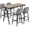 HOMCOM Bartisch mit Barhocker Set 5-Teilig Stahl Hellgrau 120 x 60 x 91 cm