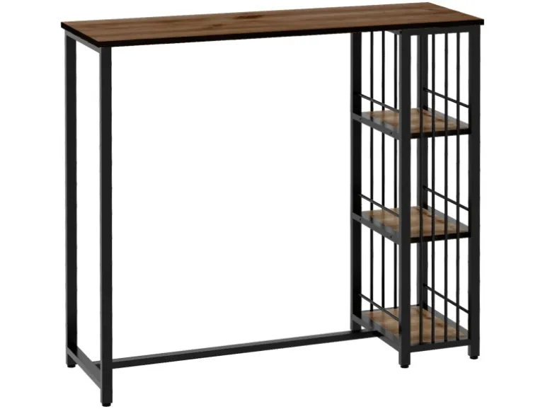 HOMCOM Bartisch mit Holzoptik Spanplatte Stahl Braun 120L x 40B x 105H cm