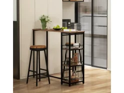 HOMCOM Bartisch mit Holzoptik Spanplatte Stahl Braun 120L x 40B x 105H cm