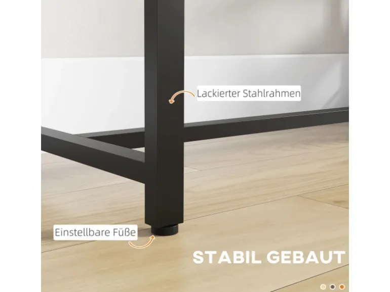 HOMCOM Bartisch mit Holzoptik Spanplatte Stahl Braun 120L x 40B x 105H cm