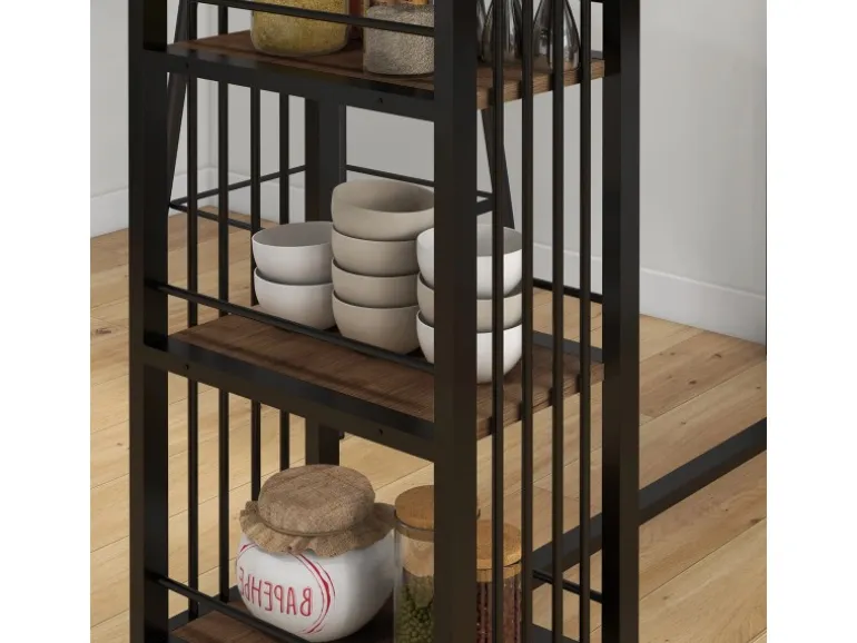 HOMCOM Bartisch mit Holzoptik Spanplatte Stahl Braun 120L x 40B x 105H cm