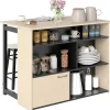 HOMCOM Bartisch Set Spanplatte Schwarz Eiche 116L x 70B x 89,5H cm