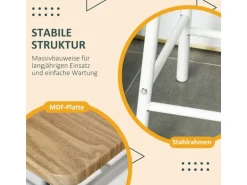 HOMCOM Bartisch Set 3-Teilig mit Lagerregal MDF-Platte Weiß Eiche 80 x 50 x 90 cm