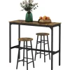 HOMCOM Bartisch-Set 3-Teilig im Industriedesign Stahl Rustikal-Braun