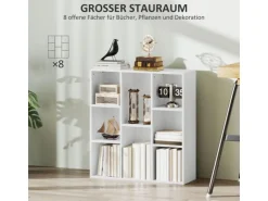 HOMCOM Bücherregal Standregal mit 8 Ebenen Aufbewahrungsregal