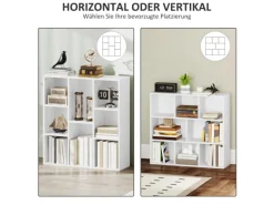 HOMCOM Bücherregal Standregal mit 8 Ebenen Aufbewahrungsregal