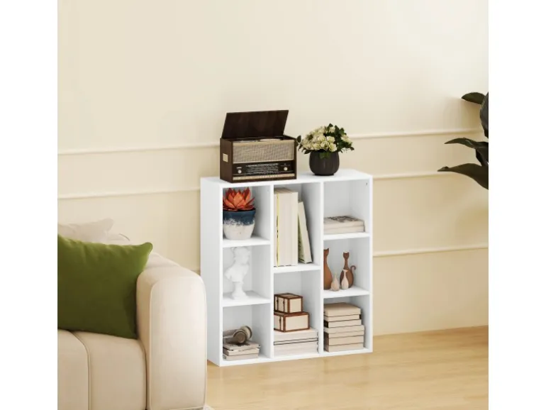 HOMCOM Bücherregal Standregal mit 8 Ebenen Aufbewahrungsregal