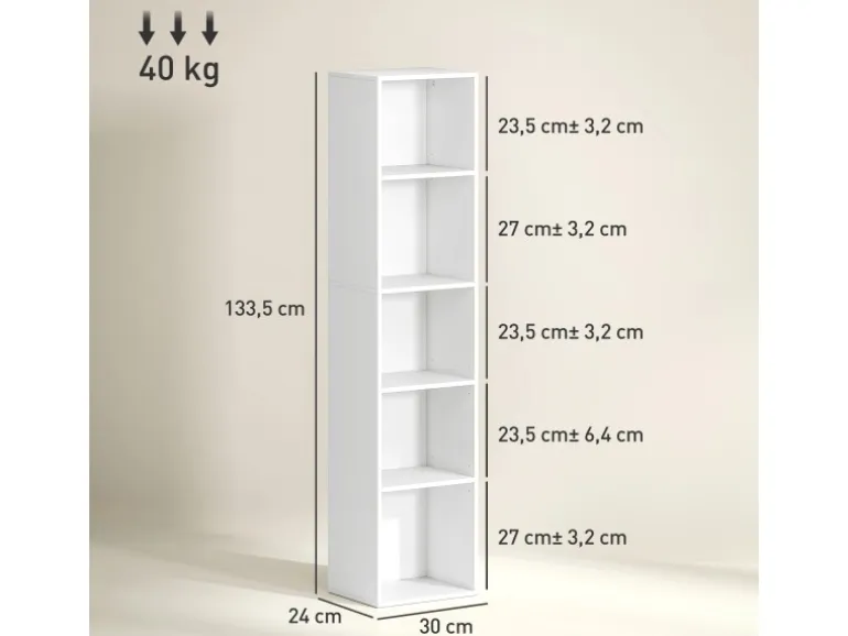 HOMCOM Bücherregal Standregal mit 5 Ebenen Aufbewahrungsregal