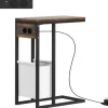 HOMCOM Beistelltisch MDF Stahl 46L x 25B x 62,5H cm Rustikal-Braun
