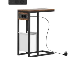 HOMCOM Beistelltisch MDF Stahl 46L x 25B x 62,5H cm Rustikal-Braun