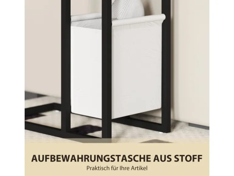 HOMCOM Beistelltisch MDF Stahl 46L x 25B x 62,5H cm Rustikal-Braun