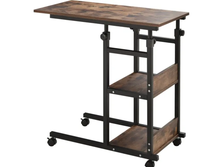 HOMCOM Beistelltisch mit Rollen Höhenverstellbar 80x40x72-82 cm