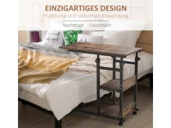 HOMCOM Beistelltisch mit Rollen Höhenverstellbar 80x40x72-82 cm