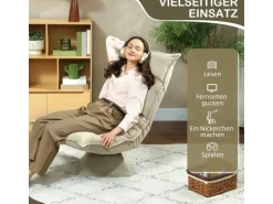 HOMCOM Bodenstuhl 360° Drehbar Bodensessel mit 5-Fach 70L x 62B x 95H cm Beige