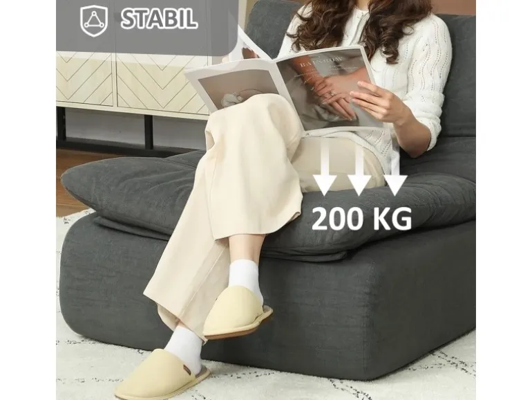 HOMCOM Bodenstuhl mit Einteiligem für Zuhause Büro 103L x 82B x 75H cm Grau