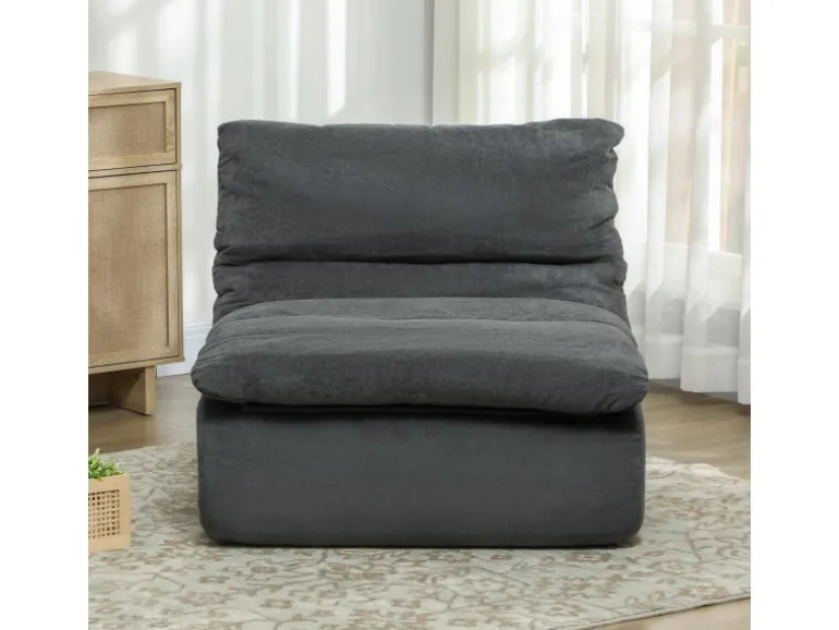 HOMCOM Bodenstuhl mit Einteiligem für Zuhause Büro 103L x 82B x 75H cm Grau