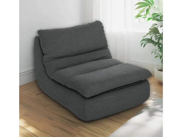 HOMCOM Bodenstuhl mit Einteiligem für Zuhause Büro 103L x 82B x 75H cm Grau
