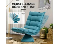 HOMCOM Bodenstuhl mit Verstellbarer Rückenlehne Drehbar mit Sockel