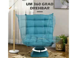 HOMCOM Bodenstuhl mit Verstellbarer Rückenlehne Drehbar mit Sockel