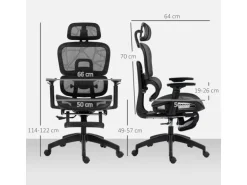 HOMCOM Bürostuhl mit Armlehne Polyester Schwarz 66L x 64B x 114-122H cm