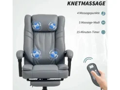 HOMCOM Bürostuhl mit Massagefunktion Mikrofaser-Stoff Schaumstoff 69L x 64B x 112-120H cm Grau