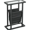 HOMCOM Couchtisch Metall Hartglas Schwarz 40L x 18B x 55,5H cm