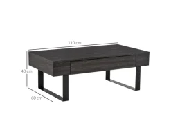 HOMCOM Couchtisch Spanplatte Eisen Dunkelgrau 110B x 60T x 40H cm