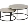 HOMCOM Couchtisch 2er-Set mit Metallgestell Stapelbar für Wohnzimmer Grau