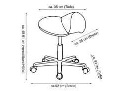 HOMCOM Drehstuhl Rollhocker Höhenverstellbar