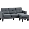 HOMCOM Ecksofa Polyester Schaumstoff 186L x 130B x 84H cm Dunkelgrau