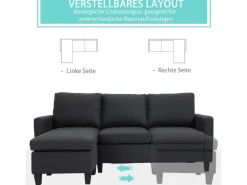 HOMCOM Ecksofa Stoffsofa L-Form Leinen